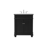 Elegant Decor Wesley 30 Solid Wood Steel Single Bathroom Vanity Set In Black