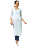 Libas Women'S Cotton Straight Kurta (37224_Blue