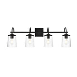Living District Avani 4-Light Iron & Glass Bath Sconce In Black And Clear