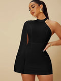 Kotty Women'S One Shoulder Mini Sheath Dress(Black,Xl)
