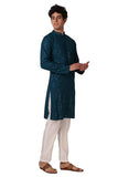 LookMark Present Men's Pure Rayon Chikankari Sequins Kurta||Men's Chikankari Rama Coloured Kurta|| AZ-LM-OG-Kurta 11 RAMA-XL