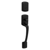Kwikset Prague Front Door Lock Handle and Deadbolt Set, Entry Handleset Exterior with Interior Door Knob, Matte Black, Pick Resi