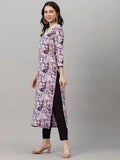 Anni Designer Women'S Cotton Blend Straight Printed Kurta With Pant (Southz Purple-Nw_M_Wine_Medium),Purple,M,Cotton Blend,Straight,