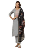 Libas Women'S Silk Blend Kurta Sets (Gs1062_Grey_L)