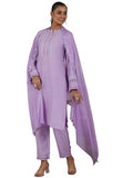 Libas Womens Yoke Design Silk Blend Straight Kurta With Trousers And Dupatta