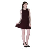 Leriya Fashion Women'S Ribbed Sleeveless A-Line Western Dresses | Plain Short Dress | Indo Western Dress For Women. (Large, Marr