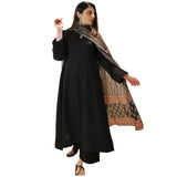 Anni Designer Women'S Rayon Viscose Anarkali Solid Kurta With Pant & Dupatta (Avantika Black-Vks01_L_Black_Large),Black,L