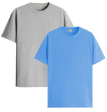 ADRO T Shirts Pack of 2 Mens Tshirts Cotton T Shirts for Men Tshirt T-Shirts Combo T Shirts Tshirts for Men Plain Solid Tshirts Grey Sky Blue Tshirt for Men RCM2-PLN-GR-SK-XL,Grey,Sky Blue