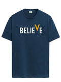 Adro Men'S Believe Design Printed T-Shirt (L, Steel Blue)