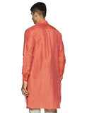 Manyavar Men'S Full Sleeve Blended Kurta, Orange - Large (Ml11774-318)