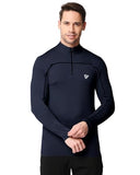 Eyebogler Men High Neck Solid Full Sleeve Regular Fit T-Shirt Navy Blue,Navy BlueApparel,M