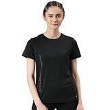 Enamor Women'S Polyester Letter Print Relaxed Fit T-Shirt (A309_Black Melange-Active Reflective, Large