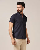 Toplot Men'S Regular Fit Solid Casual Shirt With Pocket Design With Spread Collar & Half Sleeves (Half-Pocket-5179-Navy-M),Navy,,B0CYH98YDH