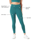 PUMPD Womens Stretchable Leggings -Two Deep Side Pockets Ankle Length Lightweight Anti-Odor Squat Proof Dry Tech Ultra Soft Seams,Green Queen