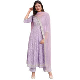 Gosriki Women'S Rayon Viscose Embroidered Anarkali Kurta With Pant & Dupatta (Hitmyn Purple-Vks01-Gs_Xl_Purple_X-Large),Purple,,B0F4927WLV