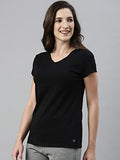 Enamor Essentials E067 Basic Slim Fit Tee For Women,Jet BlackApparel,S