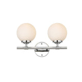 Living District Ansley 2-Light Iron & Glass Bath Sconce In Chrome/Frosted White