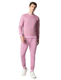 Fyltr Men'S Sweatshirt & Jogger Casual Co-Ord Set With Striped Rib Detail - Stripe Rib Detail On Neck Cuff & Hem | Casual Winterwear For Men,Peony Pink,Peony Pink,2Xl