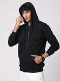 Adro Mens Cotton Solid Zipper Hoodie Sweatshirts (Zh23-Pln-Bl_Black_Xl)