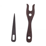 CALANDIS?2x2 Pieces Knitting Fork and Eye Needle Kit Wood Lucet Fork Crocheters Deep Brown | Notions & Tools | Crocheting & Knit