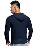 Eyebogler Mens Dry Fit Hooded Neck Full Sleeve Casual Tshirt Navy Blue,Navy BlueApparel,L