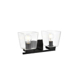 Living District Merrick 2-Light Iron & Glass Bath Sconce In Black/Clear