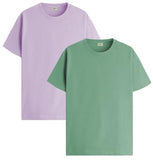 ADRO T Shirts Pack of 2 Mens Tshirts Cotton T Shirts for Men Tshirt T-Shirts Combo T Shirts Tshirts for Men Plain Solid Tshirts Purple Pista Tshirt for Men RCM2-PLN-PU-PT-XL,Purple,Pista