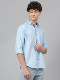 Lookmark Men'S Trendy Cotton Spread Collar Full Sleeve Solid Shirt ||Plain Shirt For Men||Az-Lm-P1-Shirt 07-L Sky Blue