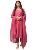 Gosriki Women'S Rayon Viscose Straight Embroidered Kurta With Pant & Dupatta (Bagicha Rani-Vks02-Gs_Xl_Pink_X-Large),Pink,,B0F8QC2KDX