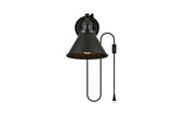 Living District Blaise 1-Light Metal Plug-In Wall Sconce In Black