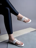 Shoetopia Buckle Detailed White Flat Sandals For Women & Girls /Eu40,White,7,B0F6TBKL91