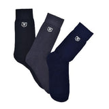 Ruan MenS Socks With Alphabet M (Pack Of 3) | Formal Full Length Socks | Odour Free And Soft | Black, Grey, Dark Blue