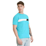 Lookmark Men'S Stylish Cotton Blend Printed Striped Polo Tshirt (Mt01-L) Sky Blue