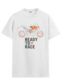 Adro Men'S Biker Design Printed 100% Cotton T-Shirt - Regular Fit, Printed T-Shirts For Men (Rn24-Ktm-Wh_White_M)