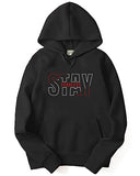 Adro Men'S Cotton Neck Hooded Sweatshirt (H22-M-Stf-Bl_Black_S)