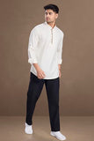 Divisive Men'S Cotton Relaxed Fit Short Kurta (Dkrt1065_L_Cream)