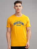 Adro Mens Printed T Shirt - Premium Cotton Graphic Printed Tshirt - Mustard T-Shirt - Rn24-Bost-Mu-M