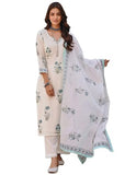 Gosriki Women'S Rayon Blend Straight Printed Kurta With Pant & Dupatta (Jamin Multi-Gs_M_White_Medium),White,,B0DGL2SMB5