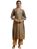 Libas Women'S Silk Floral Straight Kurta (G2731_Gold_Xxl)