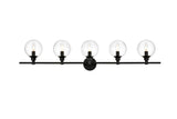 Living District Jaelynn 5-Light Iron & Glass Bath Sconce In Black/Clear