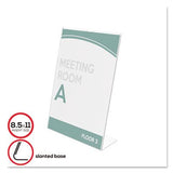Superior Image Slanted Desk Sign Holder, Plastic, 8 1/2 x 11 Insert, Clear