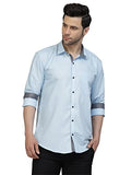 Lookmark Men'S Cotton Blend Stitched Solid Full Sleeve Shirt(New-Shirt 07-M) Sky Blue