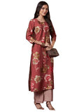 Gosriki Women'S Rayon Blend Straight Printed Kurta With Pant (Kejri Maroon-Gs_L_Maroon_Large),Maroon,,B0DRNL9ZWV