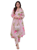 Leriya Fashion Women's Rayon Printed Regular Kurta Set (LF-W2092&TR1052_Pink_XL)