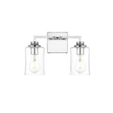 Living District Ronnie 2-Light Iron & Glass Bath Sconce In Chrome/Clear