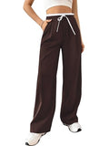LERIYA FASHION Women's High Waist Wide Leg Trousers | Casual & Formal Pants for Women |Loose Fit Track Pants | Gymwear | Cargo Pants | Elegant Office Wear | Stylish Jeans Look (LF-TR1169-L-COFFEE),Coffee