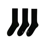 F Y V Men Black Cotton Socks Pack Of 3 Soft Breathable Stretchable Crew Length Socks For Office School Gym Sports