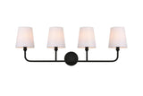 Living District Colson 4-Light Metal & Fabric Bath Sconce In Black/White