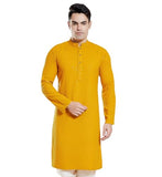 Divisive Men'S Sequince Embroidered Cotton Blend Only Slim Fit Kurta (Dkrt135_Xxxl_Yellow)