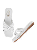 Shoetopia Embellished Cross Strap White Flats For Women /Eu38,White,5,B0DK73W18T